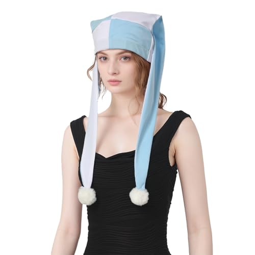 UniqKaliber Harlekin-Hut, Pom-Pom, Hofnarrenhut, mittelalterlicher Clown-Kostüm, für Halloween, Karneval, Party von UniqKaliber