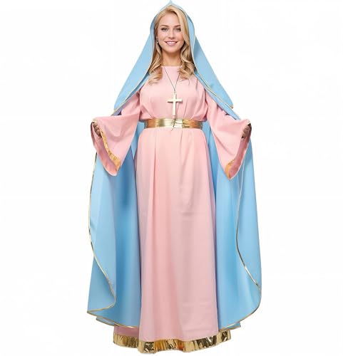 UniqKaliber Heiligenschein Jungfrau Maria Kostüm für Damen Erwachsene Krippe Weihnachtskostüme Anzug Biblisches Kostüm UniqKaliber Heiligenschein Jungfrau Maria Kostüm für Damen Erwachsene Krippe Weihnachtskostüme Anzug Biblisches Kostüm von UniqKaliber