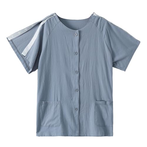 UniqKaliber Herren-Hemd nach Operationen, mit Schnappverschluss, atmungsaktiv, Baumwolle, Erholungs-T-Shirt UniqKaliber Herren-Hemd nach Operationen, mit Schnappverschluss, atmungsaktiv, Baumwolle, Erholungs-T-Shirt von UniqKaliber