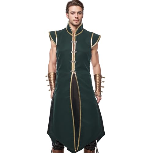 UniqKaliber Herren Mittelalter-Wikinger-Weste, Renaissance-Weste, Kostüm, Vintage, ärmellos, langer Ritter-Surcoat, grün, L/XL UniqKaliber Herren Mittelalter-Wikinger-Weste, Renaissance-Weste, Kostüm, Vintage, ärmellos, langer Ritter-Surcoat, grün, L/XL von UniqKaliber