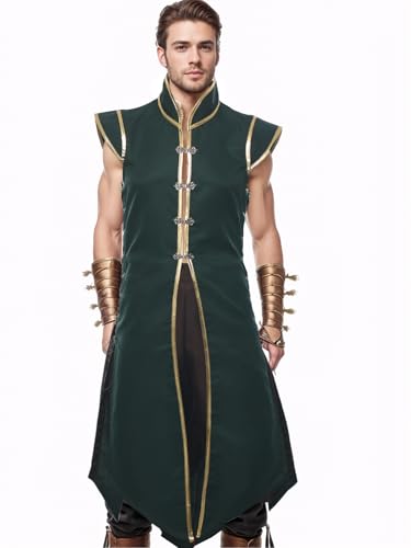 UniqKaliber Herren Mittelalter-Wikinger-Weste, Renaissance-Weste, Kostüm, Vintage, ärmellos, lange Ritter-Surcoat, grün, XXL-3XL UniqKaliber Herren Mittelalter-Wikinger-Weste, Renaissance-Weste, Kostüm, Vintage, ärmellos, lange Ritter-Surcoat, grün, XXL-3XL von UniqKaliber