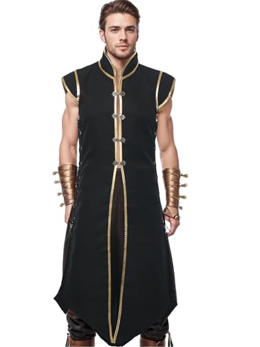 UniqKaliber Herren Mittelalter-Wikinger-Weste, Renaissance-Weste, Kostüm, Vintage, ärmellos, langer Ritter-Surcoat, Schwarz , L/XL UniqKaliber Herren Mittelalter-Wikinger-Weste, Renaissance-Weste, Kostüm, Vintage, ärmellos, langer Ritter-Surcoat, Schwarz , L/XL von UniqKaliber