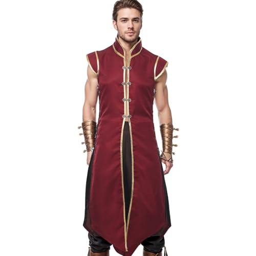 UniqKaliber Herren Mittelalter-Wikinger-Weste, Vintage, ärmellos, lange Ritter-Surcoat, Renaissance-Weste, Kostüm, rot, L UniqKaliber Herren Mittelalter-Wikinger-Weste, Vintage, ärmellos, lange Ritter-Surcoat, Renaissance-Weste, Kostüm, rot, L von UniqKaliber