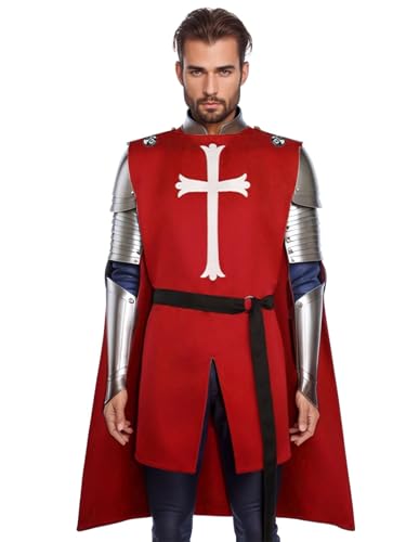 UniqKaliber Herren Mittelalterliches Kreuzritter-Ritter-Kostüm, Tempelritter Kostüm für Halloween, Cosplay von UniqKaliber