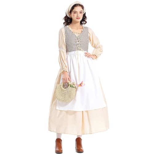 UniqKaliber Kolonialkleid für Damen, Prärie-Pionier-Kleid, kariert, Pilger-Kolonial-Kostüm, Bürgerkriegskleid UniqKaliber Kolonialkleid für Damen, Prärie-Pionier-Kleid, kariert, Pilger-Kolonial-Kostüm, Bürgerkriegskleid von UniqKaliber