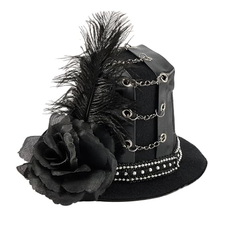 UniqKaliber Mini-Zylinderhut-Haarspange, viktorianischer Steampunk-Kopfschmuck, Gothic-Bowler-Hut, Halloween-Zubehör UniqKaliber Mini-Zylinderhut-Haarspange, viktorianischer Steampunk-Kopfschmuck, Gothic-Bowler-Hut, Halloween-Zubehör von UniqKaliber