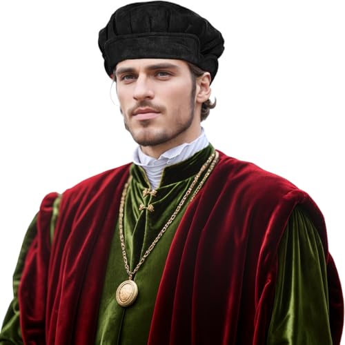 UniqKaliber Mittelalter Kostüm Zubehör Hut Renaissance Tudor Flat Caps Cosplay Party Barett für Mittelalter UniqKaliber Mittelalter Kostüm Zubehör Hut Renaissance Tudor Flat Caps Cosplay Party Barett für Mittelalter von UniqKaliber
