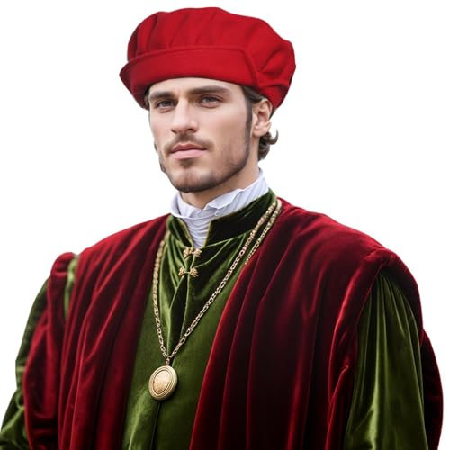UniqKaliber Mittelalter Kostüm Zubehör Hut Renaissance Tudor Flat Caps Cosplay Party Barett für Mittelalter UniqKaliber Mittelalter Kostüm Zubehör Hut Renaissance Tudor Flat Caps Cosplay Party Barett für Mittelalter von UniqKaliber
