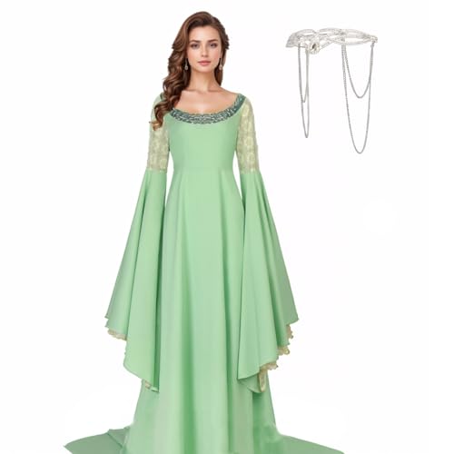 UniqKaliber Mittelalter Kostüm für Damen Renaissance Grüne Elfen Prinzessin Kleid mit Kopfbedeckung Halloween Kostüm UniqKaliber Mittelalter Kostüm für Damen Renaissance Grüne Elfen Prinzessin Kleid mit Kopfbedeckung Halloween Kostüm von UniqKaliber