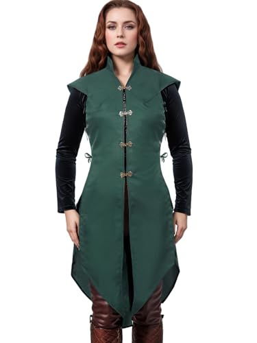 UniqKaliber Mittelalterliche Renaissance-Weste für Damen, Wikinger, ärmellos, lange Jacke, Vintage, Frack Jacke, grün, S-M UniqKaliber Mittelalterliche Renaissance-Weste für Damen, Wikinger, ärmellos, lange Jacke, Vintage, Frack Jacke, grün, S-M von UniqKaliber