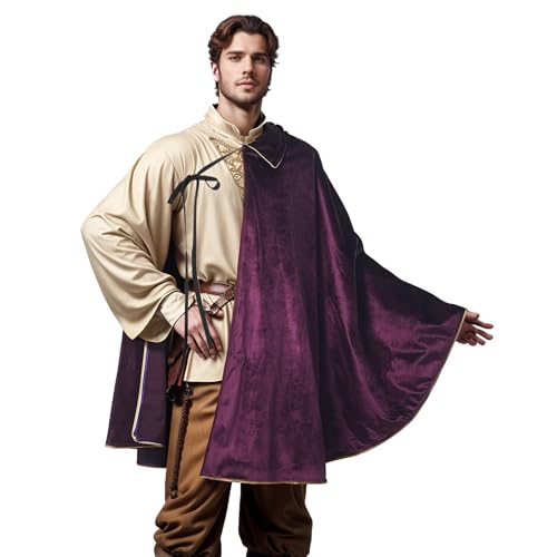 UniqKaliber Mittelalterlicher Schulterumhang, Renaissance-Kostüm, Umhang, Wikingerumhang, Schnürumhang für Halloween-Kostüm von UniqKaliber
