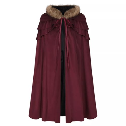 UniqKaliber Mittelalterlicher Wikingerumhang, Renaissance-Könige-Umhang mit Kapuze für Halloween, LARP, Cosplay-Kostüm von UniqKaliber