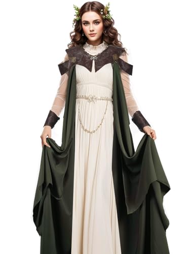 UniqKaliber Mystic Elven Cape Mittelalter Vintage Umhang Mantel Tüll Hochzeit Umhang Wald Elfe Königin Stil Elfen Kostüm Zubehör von UniqKaliber