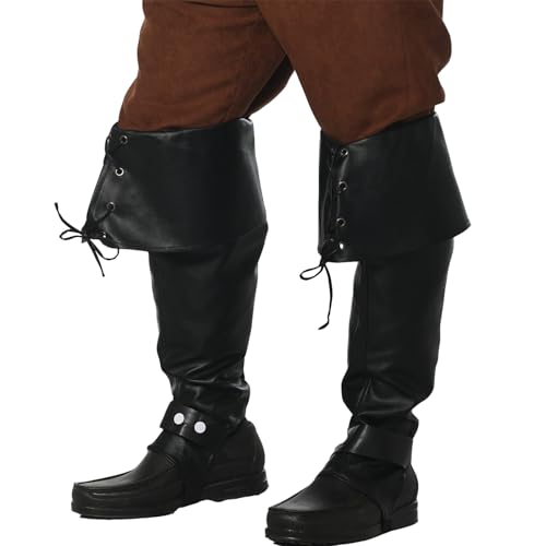 UniqKaliber Piraten-Stiefelüberzieher für Herren und Damen, Kunstleder, Steampunk-Stiefel, Kostüm, Ritterrüstung, Zubehör von UniqKaliber