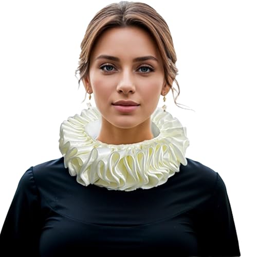 UniqKaliber Renaissance-Elisabethanisches Rüschenkragen, abnehmbarer Kragen, Vintage-Rüschen-Hals-Accessoire für Halloween-Kostüm von UniqKaliber
