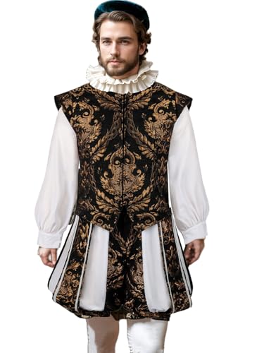 UniqKaliber Renaissance Tudor Elizabeth King Prince Cosplay-Kostüm, für Herren, viktorianischer Anzug mit Kürbishose von UniqKaliber