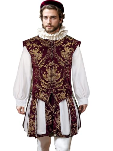 UniqKaliber Renaissance Tudor Elizabeth King Prince Cosplay-Kostüm, für Herren, viktorianischer Anzug mit Kürbishose UniqKaliber Renaissance Tudor Elizabeth King Prince Cosplay-Kostüm, für Herren, viktorianischer Anzug mit Kürbishose von UniqKaliber