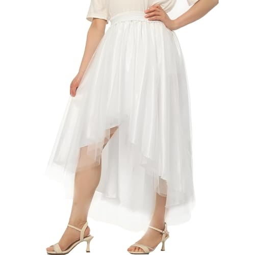 UniqKaliber Tüllröcke für Damen, asymmetrischer Tutu-Rock, Fee, Hochzeit, Party, mehrlagiger Midirock von UniqKaliber