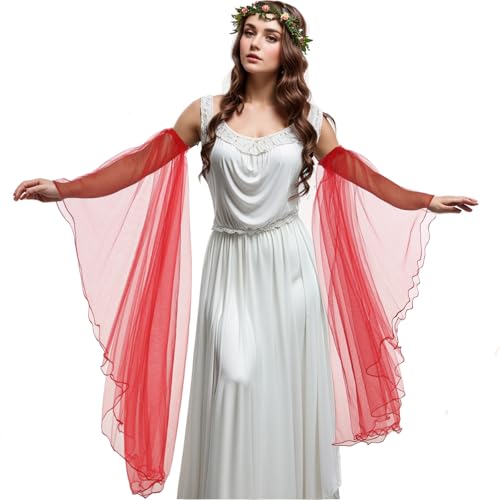UniqKaliber Viktorianische lange Tüllhandschuhe, abnehmbare Ärmel, Gothic-Armabdeckungen für Halloween, Kostüm, Hochzeitskleid, Zubehör, rot, One size UniqKaliber Viktorianische lange Tüllhandschuhe, abnehmbare Ärmel, Gothic-Armabdeckungen für Halloween, Kostüm, Hochzeitskleid, Zubehör, rot, One size von UniqKaliber