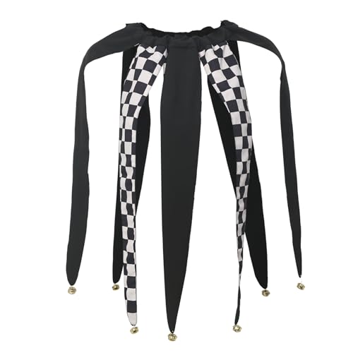 UniqKaliber Weihnachtsnarren-Halsband und Mütze, kariert, viktorianischer Clown, Choker mit Glöckchen, Kostümzubehör von UniqKaliber