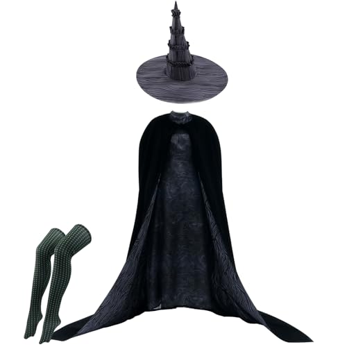 UniqKaliber Wicked Elphaba Kostüm für Erwachsene, Wicked Cosplay Elphaba Langarm Kleid mit Umhang Hut für Party Kostüm UniqKaliber Wicked Elphaba Kostüm für Erwachsene, Wicked Cosplay Elphaba Langarm Kleid mit Umhang Hut für Party Kostüm von UniqKaliber
