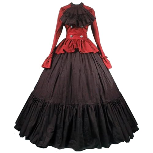UniqKaliber Zweireihiges Damenkleid mit Knöpfen im viktorianischen Gothic-Stil, Ballkleid für Halloween, Cosplay, Kostüm mit Manschette UniqKaliber Zweireihiges Damenkleid mit Knöpfen im viktorianischen Gothic-Stil, Ballkleid für Halloween, Cosplay, Kostüm mit Manschette von UniqKaliber