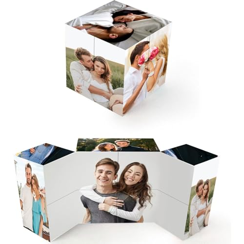 Uniqora Benutzerdefiniertes Würfelpuzzle mit Foto,Personalisiertes Foto Zauberwürfel 3D Drehbar mit 6 Bildern,für Familie,Freunde,Geburtstag,Weihnachten,Valentinstag,Angepasstes Geschenk von Uniqora