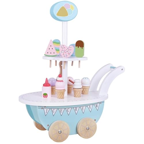 Unique Nature Eisdiele Spielzeug Holz 51x21x40 cm blau mit Zubehör – Eiswagen auf Rädern mit 5 Eiswaffeln, 5 EIS am Stiel & Soße – Rollenspiel ab 3 Jahren Unique Nature Eisdiele Spielzeug Holz 51x21x40 cm blau mit Zubehör – Eiswagen auf Rädern mit 5 Eiswaffeln, 5 EIS am Stiel & Soße – Rollenspiel ab 3 Jahren von Unique Nature
