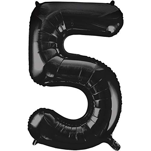 Riesenzahl 5 Luftballon - 86 cm - Schwarz von Unique