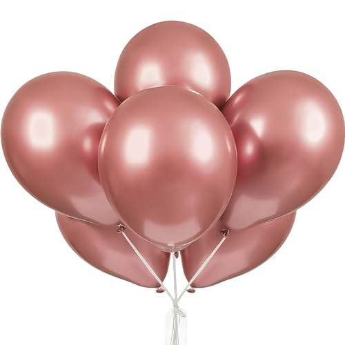 Latex-Platin-Luftballons - 28 cm - Roségold - 6er-Pack von Unique Party