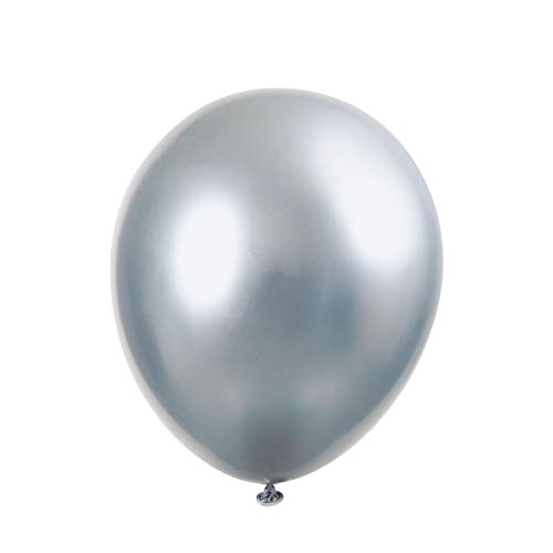 Latex-Platin-Luftballons - 28 cm - Silber - 6er-Pack von Unique Party