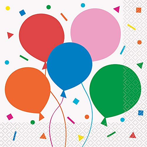 Papierservietten - 16,5 cm - Bunte Luftballons zum Geburtstag - Packung mit 16 Stück von Unique