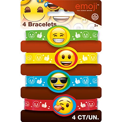 Partygeschenke - Emoji-Silikon-Armbänder - 4er-Pack von Unique Party