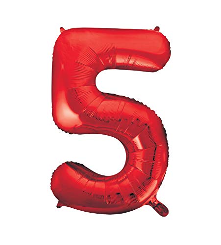 Riesenzahl 5 Luftballon - 86 cm - Rot von Unique Party
