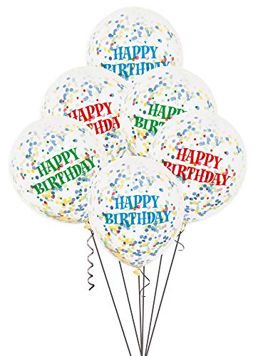 Geburtstags-Konfetti-Luftballons - 30 cm - Verschiedene Farben - 6er-Pack von Unique