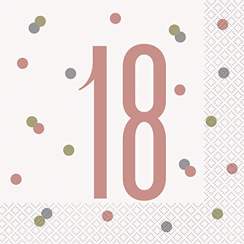 Unique Party Supplies 84880 Papierservietten - Zahl 18 - 16,5 cm - Glitzer-Roségold-Geburtstag - 16er-Packung Unique Party Supplies 84880 Papierservietten - Zahl 18 - 16,5 cm - Glitzer-Roségold-Geburtstag - 16er-Packung von Unique