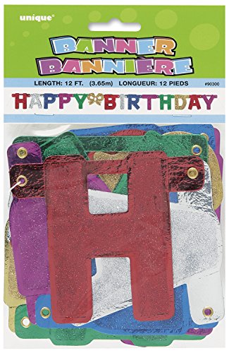 Geburtstagsbuchstaben-Banner - 1,4 m -"Happy Birthday" - Mehrfarbiger Glitter von Unique
