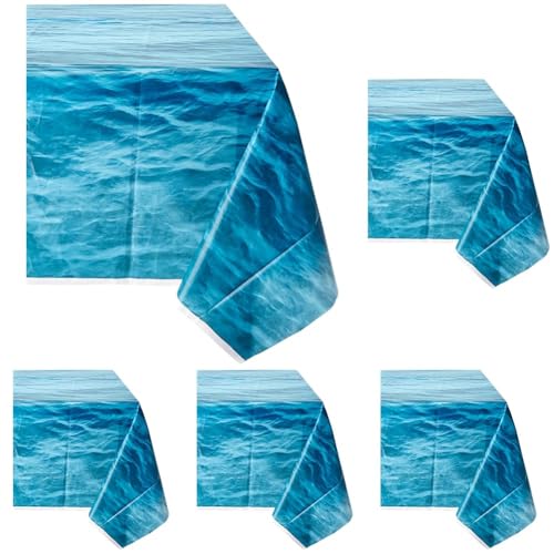 Kunststoff-Tischdecke - 2,74 m x 1,37 m - Ozeanwellen-Design (Packung mit 5) von Unique Party