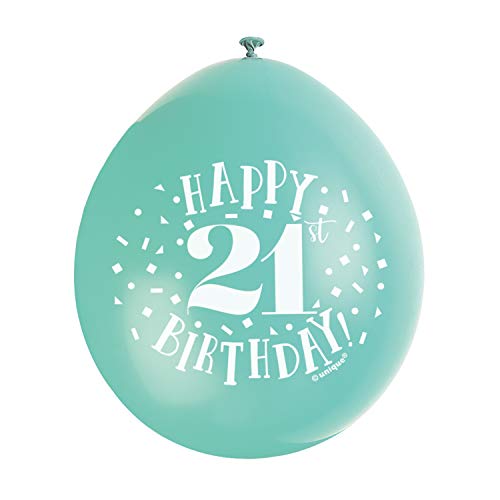 Latex-Luftballons zum 21. Geburtstag - 23 cm - Verschiedene Farben - 10er-Pack von Unique Party