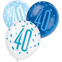 Latexballons für 40. Birthday, versch. Blautöne, 30cm, 6 Stk Latexballons für 40. Birthday, versch. Blautöne, 30cm, 6 Stk von Unique Party