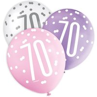 Latexballons mit 70 + Happy Birthday, lila/pink/weiß, 30cm Latexballons mit 70 + Happy Birthday, lila/pink/weiß, 30cm von Unique Party