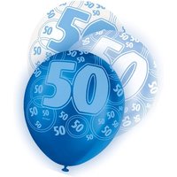 Latexballons mit Zahl 50, blaue/weiße Ballons, 30cm Latexballons mit Zahl 50, blaue/weiße Ballons, 30cm von Unique Party