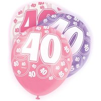 Luftballons zum 40.Geburtstag, lila/pink/weiß, 30cm, 6 Stück Luftballons zum 40.Geburtstag, lila/pink/weiß, 30cm, 6 Stück von Unique Party