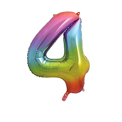 Riesenzahl 56804 4 Luftballon - 86 cm - Regenbogenfarben Riesenzahl 56804 4 Luftballon - 86 cm - Regenbogenfarben von Unique