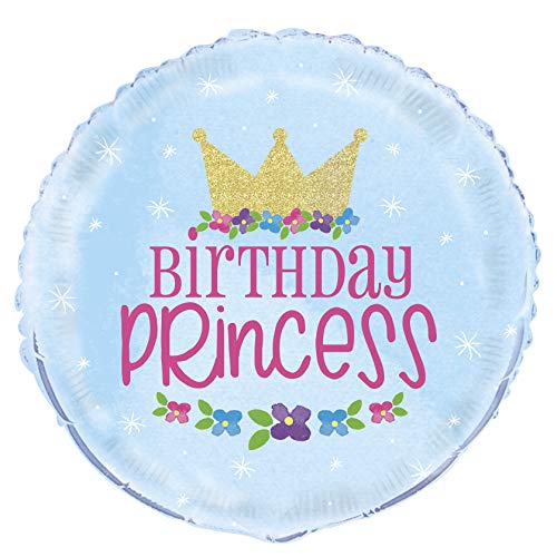 Unique 58387 Folienballon Birthday Princess | Blau | 1 Stück, multi Unique 58387 Folienballon Birthday Princess | Blau | 1 Stück, multi von Unique Party