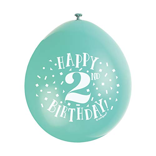 Latex-Luftballons zum 2. Geburtstag - 23 cm - Verschiedene Farben - 10er-Pack von Unique Party