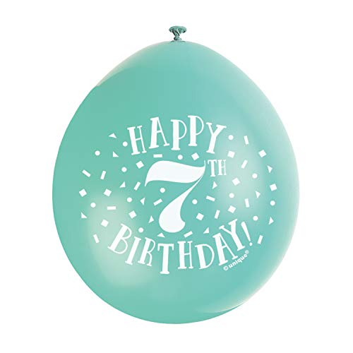 Latex-Luftballons zum 7. Geburtstag - 23 cm - Verschiedene Farben - 10er-Pack von Unique