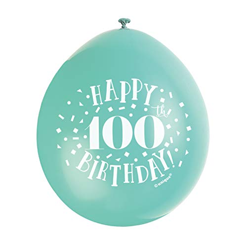Latex-Luftballons zum 100. Geburtstag - 23 cm - Verschiedene Farben - 10er-Pack von Unique