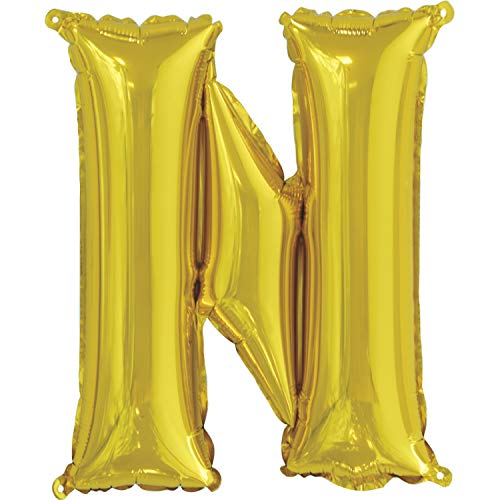 Folien-Buchstaben-Luftballon - 35 cm - Buchstabe N Luftballon - Gold von Unique Party