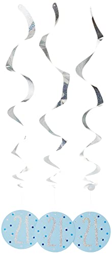 Hängende Wirbel-Geburtstagsdekorationen - 81 cm - Glitzer Blau & Silber 21. Geburtstag - 6er-Packung Hängende Wirbel-Geburtstagsdekorationen - 81 cm - Glitzer Blau & Silber 21. Geburtstag - 6er-Packung von Unique